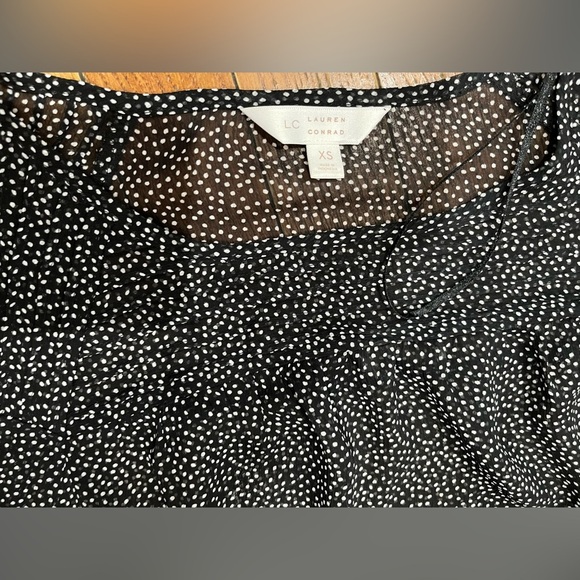 LC Lauren Conrad Black and White Dotted Blouse - Picture 2 of 5